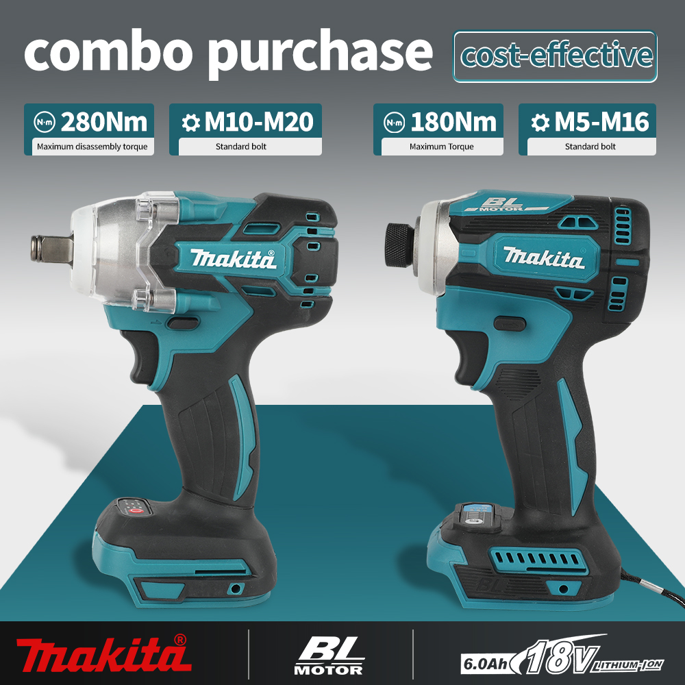 Power Tools Combo Kits - Kit combiné sans fil Makita DTW285+DTD171,